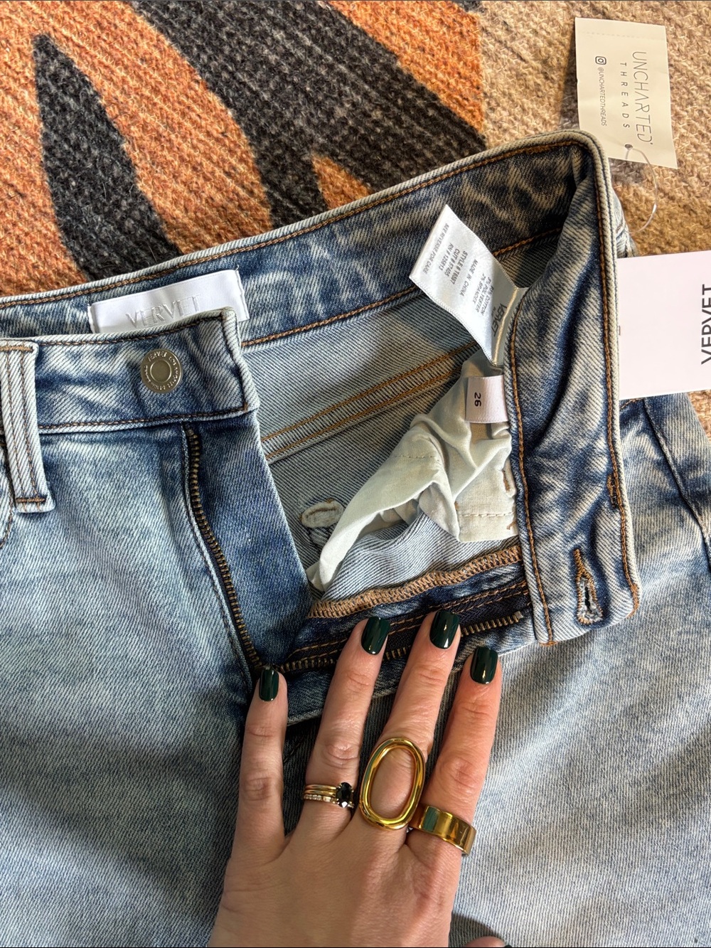VERVET - Light Blue Wide Leg Distressed Jeans - Size 26 - Picture 6 of 9
